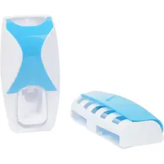 GENERICO - Porta Cepillos y Dispensador de Pasta Dental 2 en 1 Organiza Baño azul