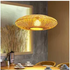 GENERICO - Lámpara de estilo pastoral hecha a mano de bambú