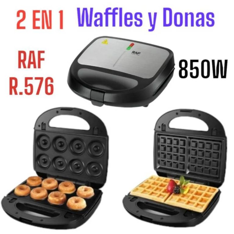 Maquina Para Hornear Donas Y Waffles 2 En 1 RAF 850watts