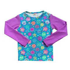 RED CARROT - Polo para nadar turquesa con flores brazos lila