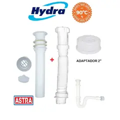 HYDRA - TRAMPA CORRUGADA +DESAGUE UNIVERSAL LARGO 1.1/4" HYDRA-HECHO EN BRASIL