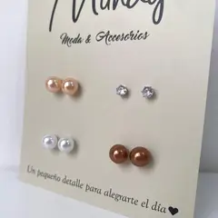 GENERICO - Set de aretes por 4 unidades Beauty six