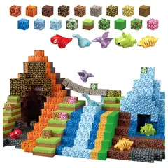 MAGNETI BLOCK - Bloques magnéticos Mundo Dinosaurios cubos imanes 205 PIEZAS