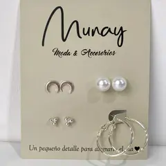 GENERICO - Set de aretes por 4 unidades Beauty two