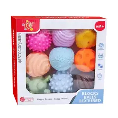 GENERICO - Set 9 Pelotitas Sensoriales Texturizadas Para Bebé