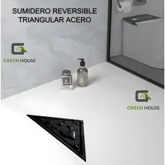 GREEN HOUSE - SUMIDERO REVERSIBLE TRIANGULAR ACERO SUS 304 DE 20x20x28 CM NEGRO