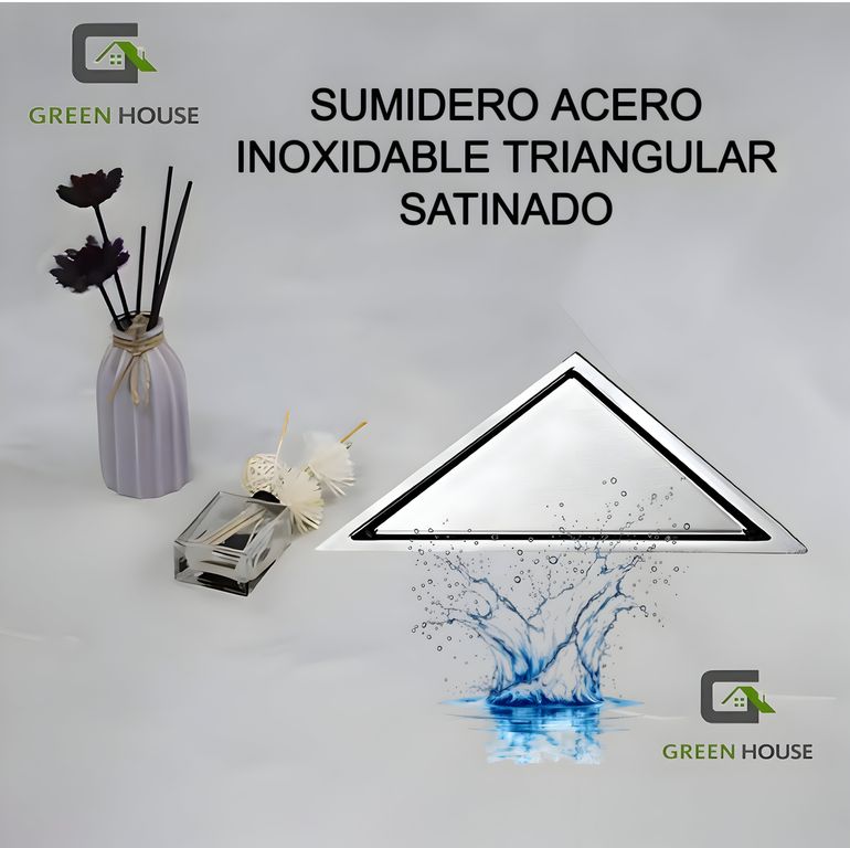 SUMIDERO REVERSIBLE TRIANGULAR ACERO SUS 304 DE 20x20x28 CM SATINADO