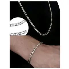 OEM - Cadena Hombre + Pulsera Tipo Cartier Acero Inoxidable 316LPlateado