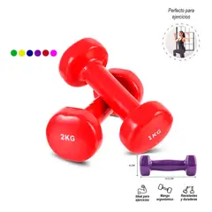GENERICO - Par De Pesas 2 Kg Mancuernas Plastificadas Fitness Gym
