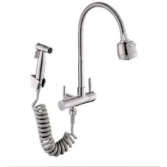 GENERICO - Llave de cocina con ducha bidet acero inoxidable