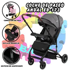EBABY - COCHE DE PASEO ANDAL 173 CON MANGO REVERSIBLE-GRIS