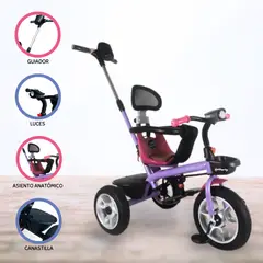 CUZKA - Triciclo Guiador DOUX BEBÉ «RUOTA» PURPLE