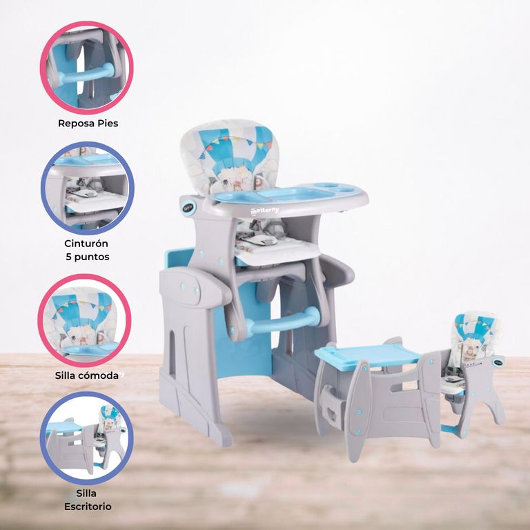 Silla de Comer Escritorio 3 en 1 »SAFARI » Light blue