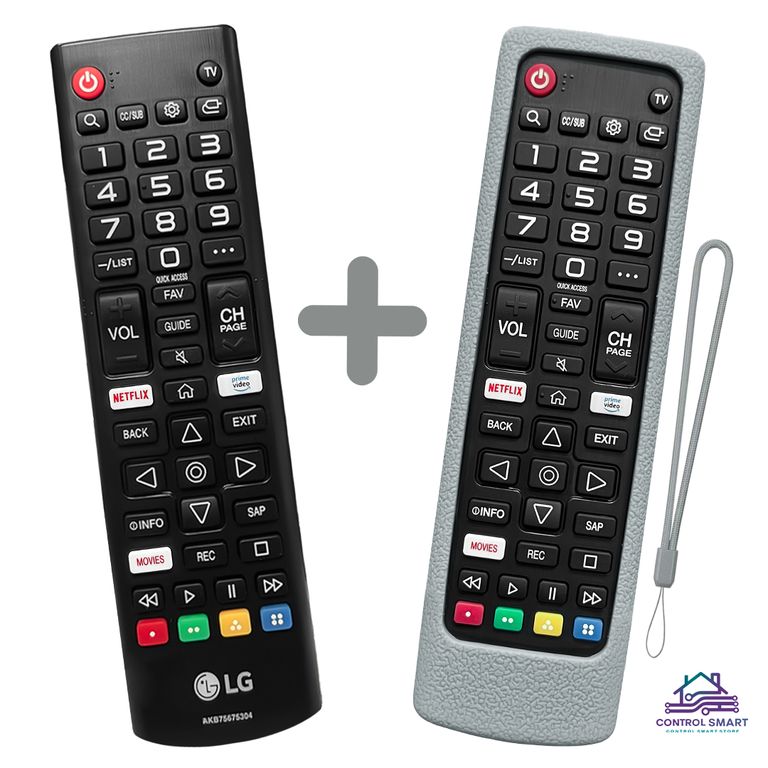Control AKB75675304 para Smart TV + Funda Silicona Gris