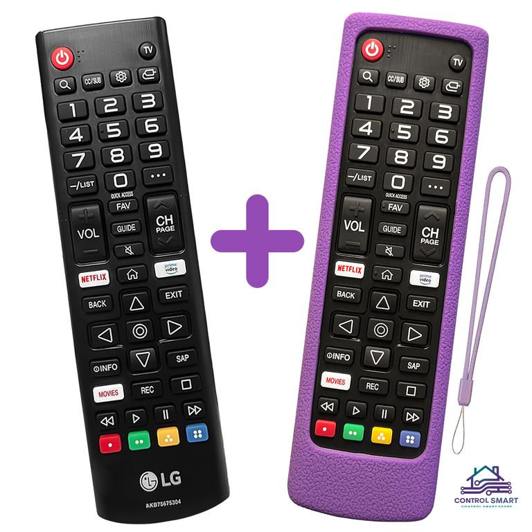 Control AKB75675304 para Smart TV + Funda Silicona Morada
