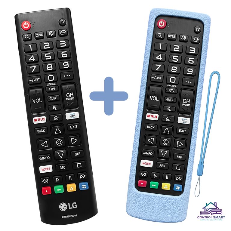 Control AKB75675304 para Smart TV + Funda Silicona Celeste