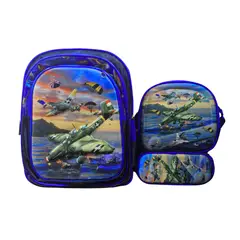 GENERICO - MOCHILA 3 EN 1 ESCOLAR AVION DE GUERRA PARA NIÑOS