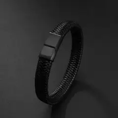 GENERICO - Pulsera de Cuero Hombre con Hebilla Magnética