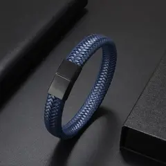 GENERICO - Pulsera de Cuero Hombre con Hebilla Magnética