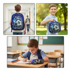 GENERICO - MOCHILA 3 EN 1 ESCOLAR FUTBOL PARA NIÑOS CON LUCES