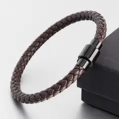 GENERICO - Pulsera de Cuero Hombre con Cierre Magnético