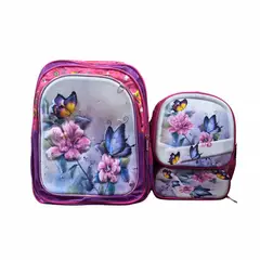 GENERICO - MOCHILA 3 EN 1 MULTIPACK PARA NIÑOS ESCOLAR MARIPOSA / LUCES