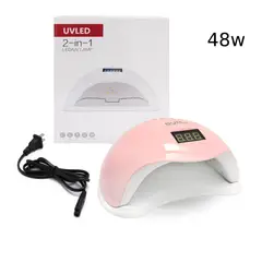 GENERICO - Lampara Secador de Uñas Led UV 48W Temporizador Rosa