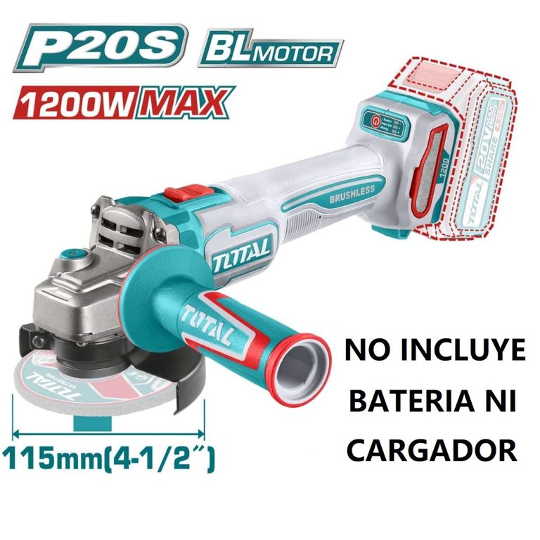 Amoladora 4 Un Medio Bl 20v Pesada 1200w Total-TAGLI221153