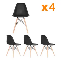 BONNO - Set x4 Silla de Diseño Eames Negro