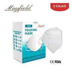 MAYFIELD - Mascarilla KN95 5 capas blanco caja*10und MAYFIELD. Pack 2 cajas