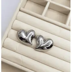 GENERICO - Aretes corazon chunky Acero