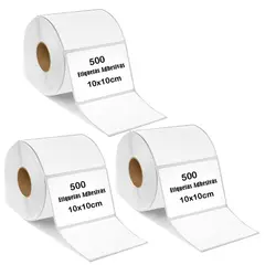GENERICO - Etiqueta Termica Adhesiva 10x10cm Pack 3 Rollos