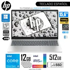 HP - Laptop 15-FD0061LA Intel Core i5-1235U 12GB RAM 512GB SSD 15.6" Pulg. HD WIN 11- Plateado