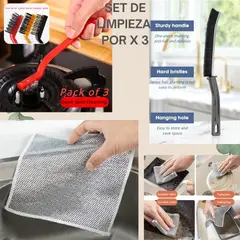 GENERICO - Cepillo de limpieza para esquina y estufa y paño