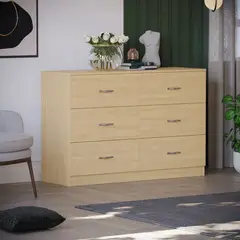 GENERICO - Comoda Melamina Roble Noa 1.20m 6 Cajones
