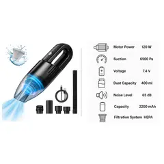 GENERICO - Aspiradora de mano inalámbrica con sistema de filtración Hepa negro