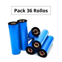 GENERICO - Cintas Ribbons RESINA Negra 110 mm x 74mts - Pack 36 Rollos