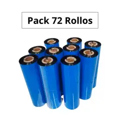 GENERICO - Cintas Ribbons RESINA Negra 110 mm x 74mts - Pack 72 Rollos