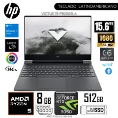 HP - Laptop Victus 15-FB2002LA AMD Ryzen5-8645HS 8GB RAM 512GB SSD 15.6" FHD RTX3050-6GB WIN11 - Plata