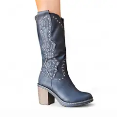 GENERICO - Bota Mujer Texana Perlas 1299 5C-95 Color Negro