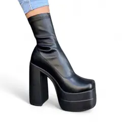 GENERICO - Botin Mujer Latex Strech Taco 13 1299 5C-95 Color Negro