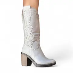 GENERICO - Bota Mujer Texana Perlas 1299 5C-95 Color Plateado