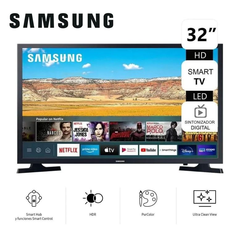 Televisor 32 Pulg. LED Smart TV HD UN32T4202AGXPE - Negro
