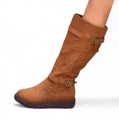 GENERICO - Bota Tres Cuartos Gamuza Acolchada Interior 1299 5C-65 Color Camel