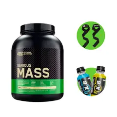 OPTIMUN NUTRITION - PROTEÍNA SERIOUS MASS VAINILLA 6 LB + STRAPS + XB