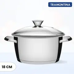 TRAMONTINA - Olla de Acero Allegra 18 Cm - Tapa de Vidrio