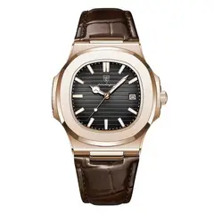 GENERICO - RELOJ HOMBRE CUERO MARRÓN DORADO POEDAGAR