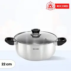 RECORD - Olla de Acero Inox Milenium N° 22 - Tapa de Vidrio