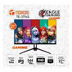 TEROS - Monitor TE-2714S 27 FHD IPS 144Hz HDMI DP VESA FreeSync