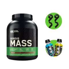 OPTIMUN NUTRITION - PROTEÍNA SERIOUS MASS CHOCOLATE 6 LB + STRAPS + XB